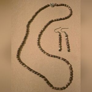 Elegant Wood Beaded Necklace and Earring Set
